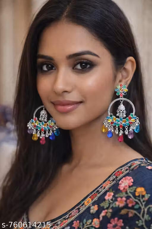 Multicolor Floral Jhumka Hoop Earrings for Women