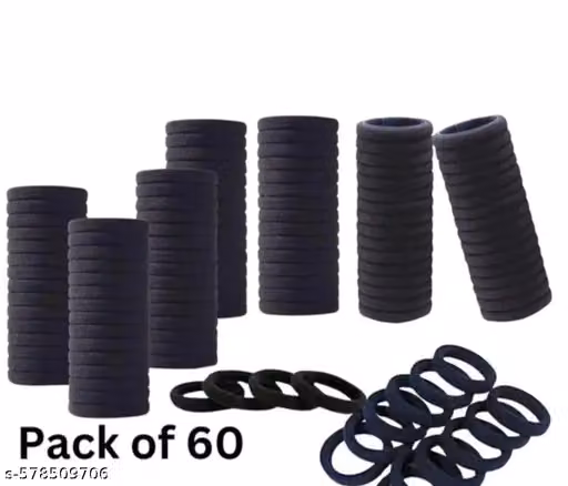 (Pack of 60) Black Hair Ties, Cotton Cloth Fabric Black Hair Bands, Soft Large Ponytail Holder for women Hair Black Scrunchies Headbands Accessories for Women 60 Pcs 1.5 inch Black color Rubber