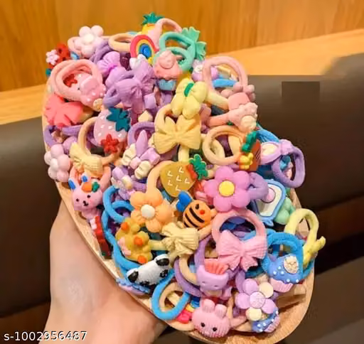 Pack of 25 Cartoon Character Hair Accessories – Fun Elastic Hair Bands for Kids, Baby Girls & Women | Cute & Colorful Hair Ties (Random Designs.