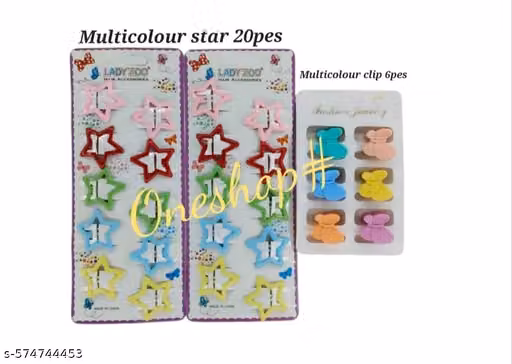 Oneshop# Stylish Multicolor Hair Clip Combo Set for Girls (Pack of 26+ Clips)