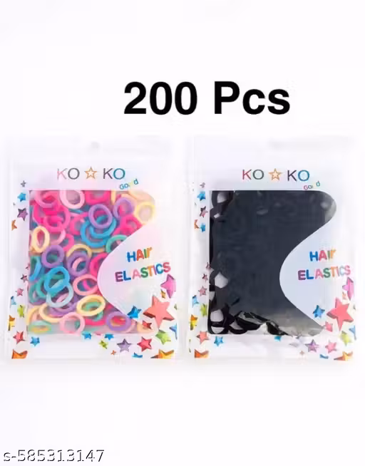 Multicolor Hair Rubber Bands for Girls & Women – Soft Elastic Hair Ties (100pes each packet Pack of 2)