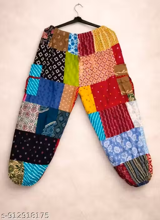 Woman patckwork multicolour trauser Pure cotton Lower Daily wear Print & Colour thoda Different hota he iamge sirf product dikhane ke liye hai