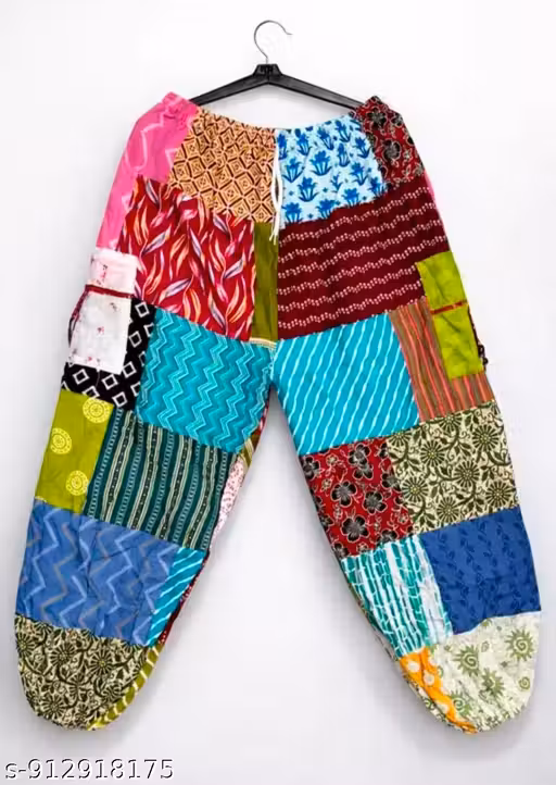 Woman patckwork multicolour trauser Pure cotton Lower Daily wear Print & Colour thoda Different hota he iamge sirf product dikhane ke liye hai