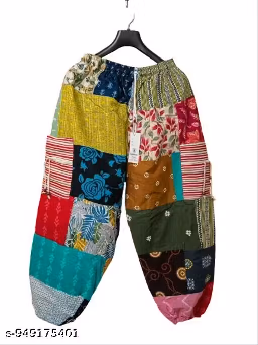 Trendy Multicolor Patchwork Trousers for Women(print colour Alag alag hota hai)