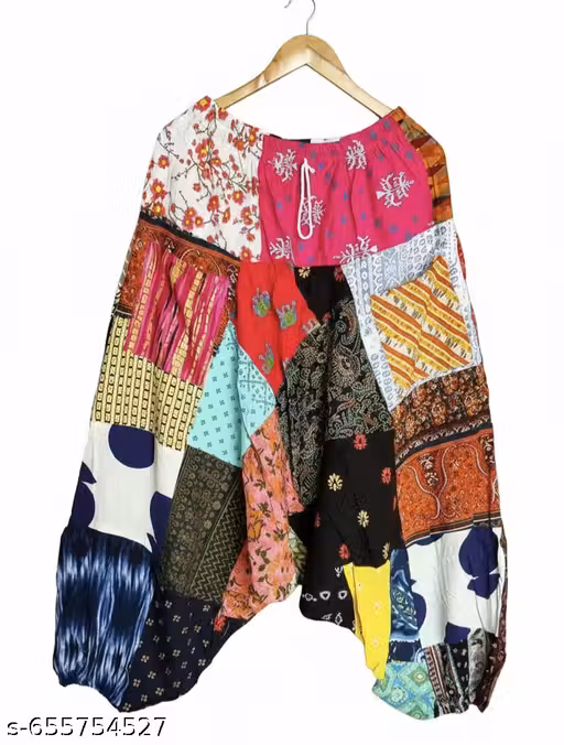 Patchwork multicolour trauser cotton loose daily wear