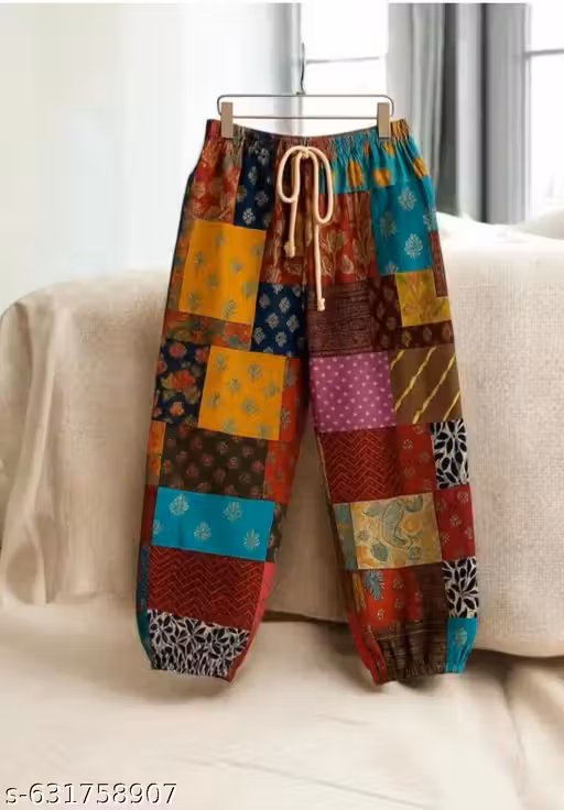 Boho Patchwork Pants multicolour patchwork trousers (Print Alag-Alag Ho Sakta Hai)
