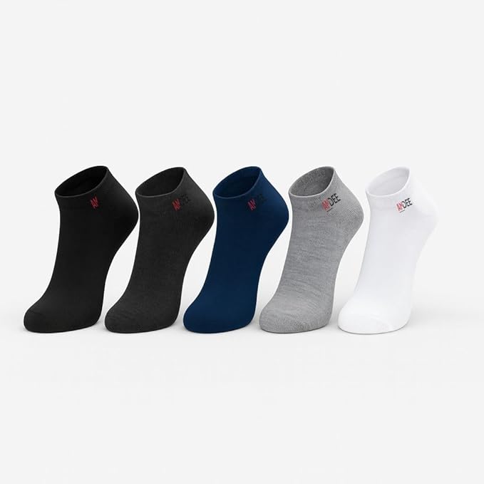 AMDEE Men & Women Ankle Socks Pack of 5 | Cotton Rich, Breathable & Stretchable | Low Cut No Show Socks | Soft, Sweat Absorbing, Daily Socks (Multicolor)