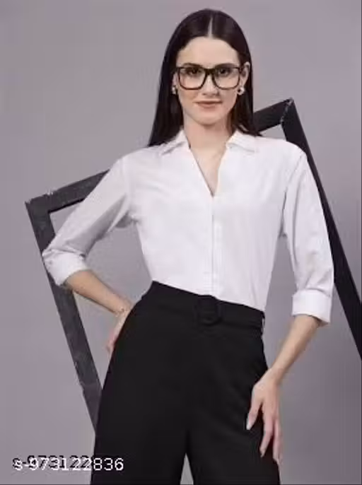 Jain Creation Women's Premium White Formal Shirt | Office Wear Business Button-Down Shirt | Professional Corporate Workwear Top