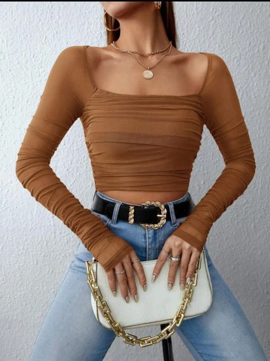 TAN BROWN FANCY TOP