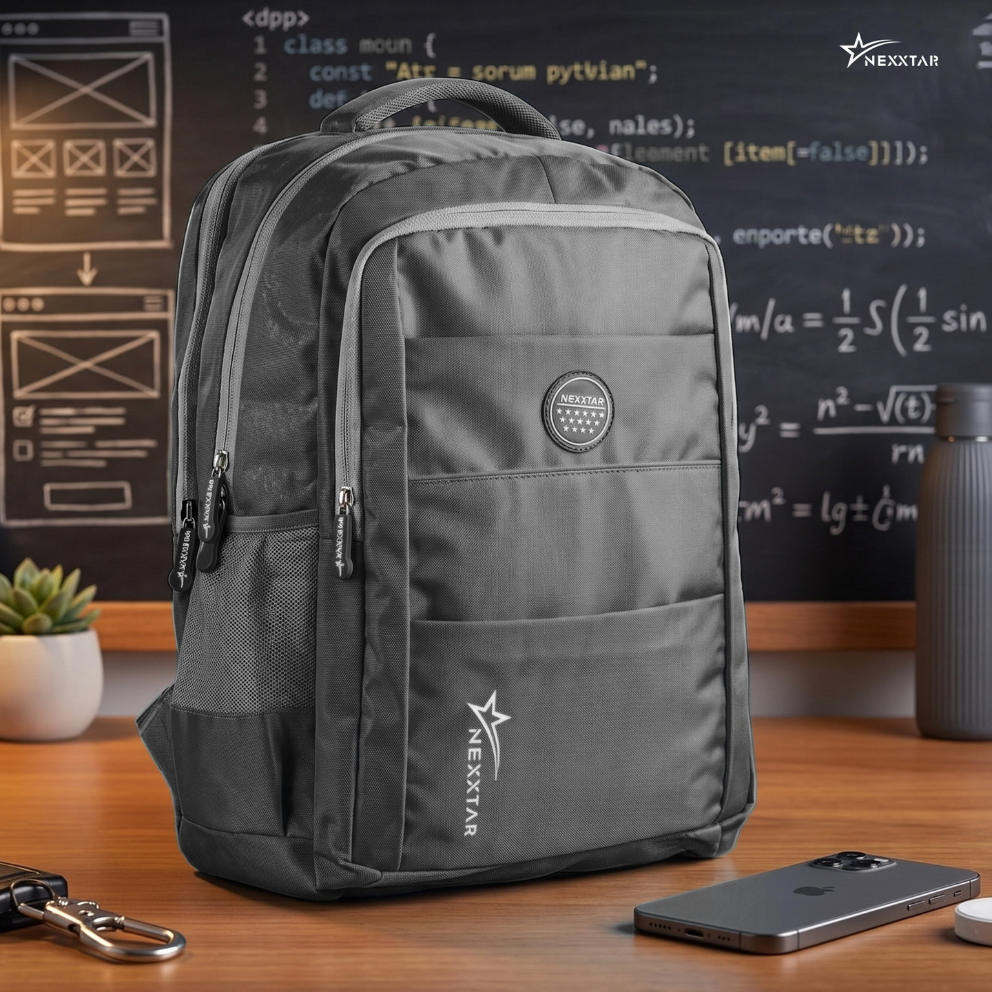 NEXXTAR everyday casual school bag wih multiple compartment Waterproof Waterproof Backpack (Grey, 36 L)