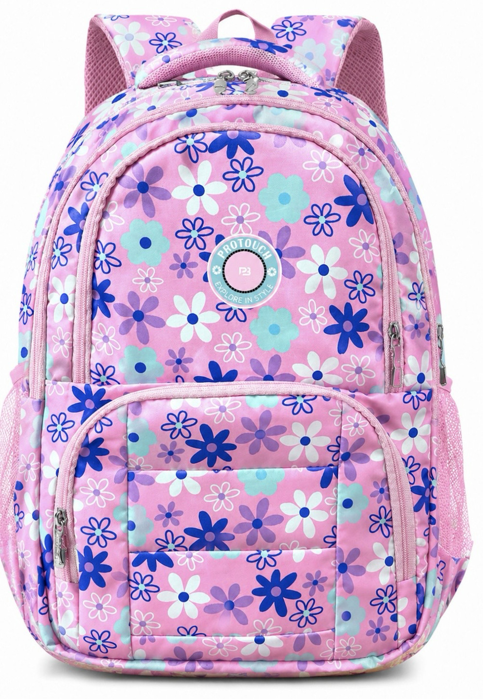 Zaara bag Large 32 L Laptop Backpack Bonded sticker print (Multicolor, Pink)