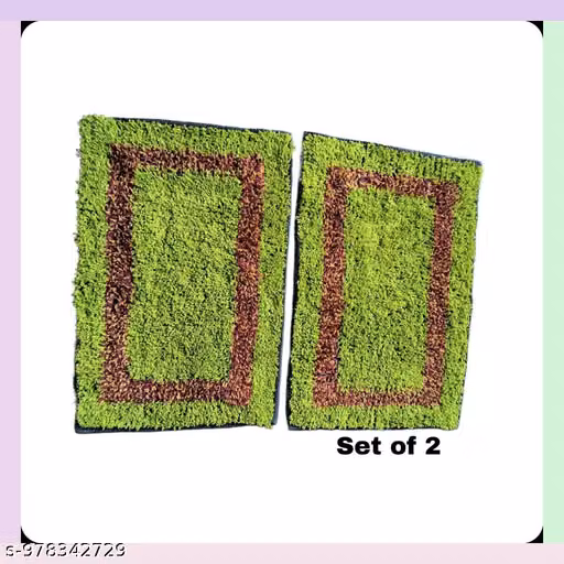 Cotton Soft Doormat Combo Set of 2 (14x22 & 15x39 Inch) | Anti-Slip Floor Mat | Lightweight 650g | Washable Door Mats for Home Entrance, Kitchen & Bathroom (Black & Grey Design)