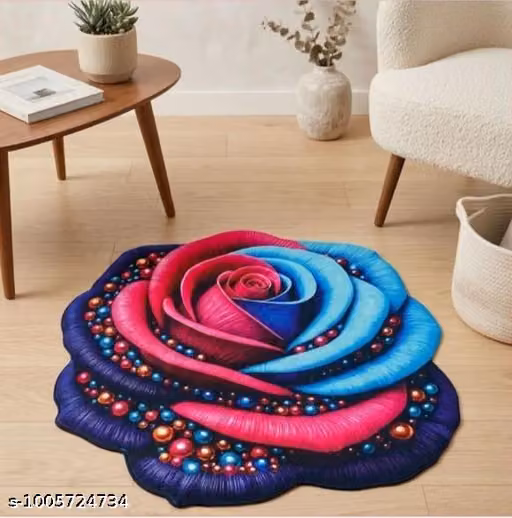 Premium 3D Rose Silicone Anti-Slip Floor Mat | Decorative Bedroom & Living Room Mat | 15 x 23 Inch