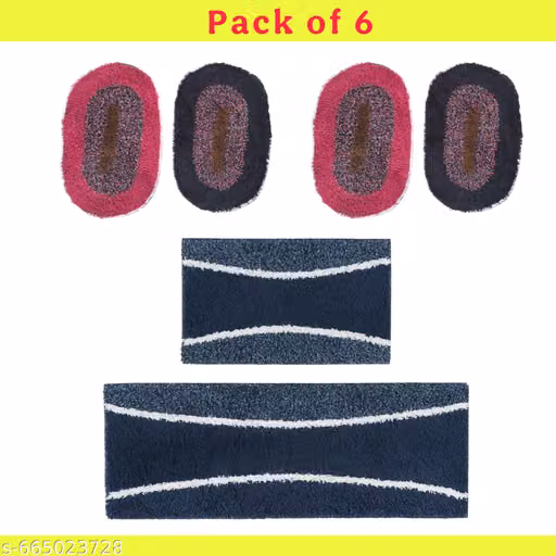 Set of 6 Complete Home Mat Combo: 1 Anti-Skid Kitchen Runner, 1 Door Mat & 4 Small Multi-Purpose Utility Mats