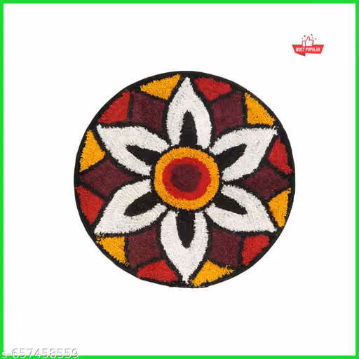 Premium Multicolor Rangoli Round Doormat 58x58 cm – Soft Microfiber Anti‑Slip Mat for Home Entrance, Pooja Room & Diwali Decor (1 Unit)