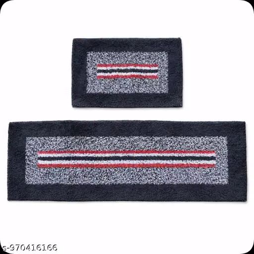 Cotton Striped Doormat Combo Set of 2 (14x20 & 15x36 Inch) | Anti-Slip Soft Floor Mat for Home Entrance, Kitchen & Bathroom