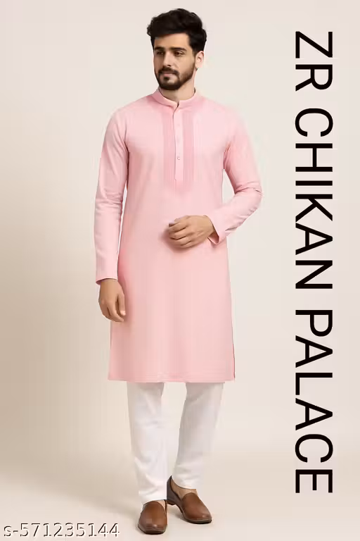 Elegant Men's Pink Kurta Pajama Set – Traditional & Stylish