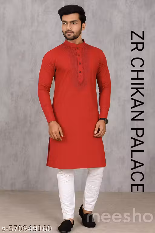 Men’s Red Kurta & Pyjama Set