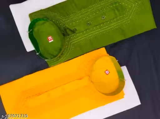 Men cotton embroidered kurta combo set
