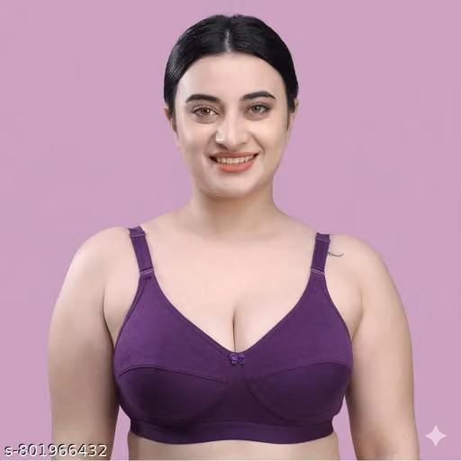 Full Coverage Plus Size Daily Wear Bra For Women & Girls | Non Padded Non Wired D-Cup (Pack of 3 Purple)