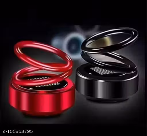 Dhairya Creations combo of BLACK AND RED Car Air Freshener Solar Rotating Car Aroma therapy Diffuser Interior Decoration Accessories for Essential Oil Fragrance Diffuser Odor Eliminator Double Home Office Gift (Pack of 2)