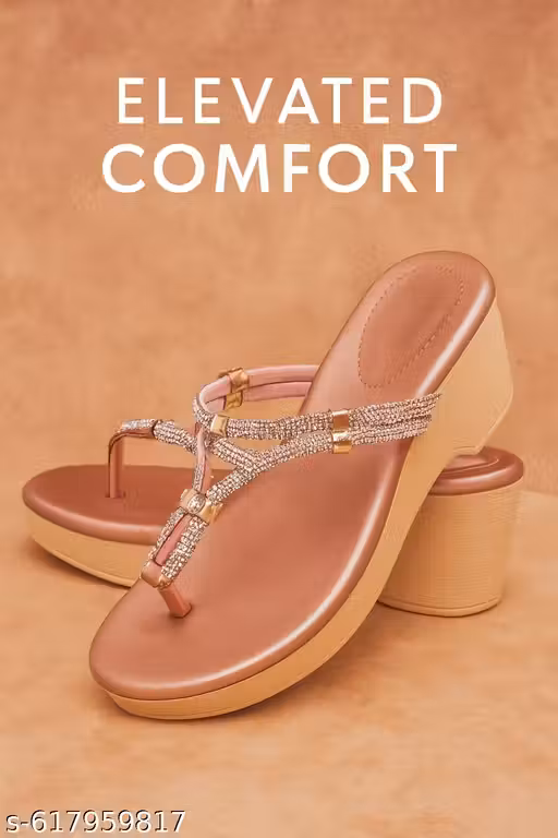 Sparkling Wedge Sandals with Rhinestone T-Strap – Elevated Comfort & Style