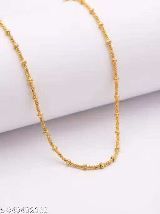 Gold Plated Twisted Rope Link Chain Necklace for Men & Women | Stylish Unisex Daily Wear Fashion Chain | Premium Korean Style Trendy Neck Chain Jewellery Gift for Boys Girls