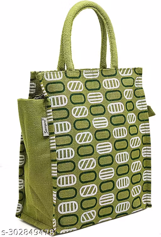 BAGVERSE Presents a Premium Eco-Friendly Green Jute Lunch Bag for Office, School & Travel | Reusable Waterproof Tote with Strong Handles | Stylish, Durable & Spacious Handbag for Women & Men | Perfect for Grocery, Picnic, Shopping & Daily Use Carry Bag