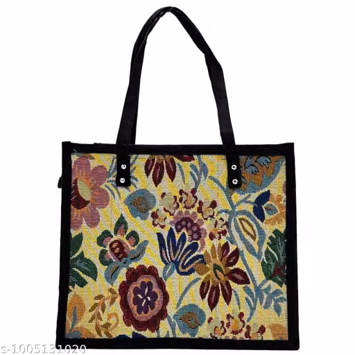 Bagverse Floral Cotton Canvas Tote Bag for Women | Large Printed Shoulder Shopping Bag | Zipper Closure | Reusable Grocery, Office & Travel Handbag | Black & Multicolor | 14 x 12 x 5 Inch