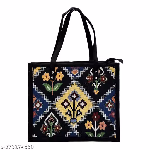 Women’s Ethnic Printed Handcrafted Tote Bag | Traditional Floral & Geometric Design Shoulder Bag | Reusable Shopping & Daily Use Handbag