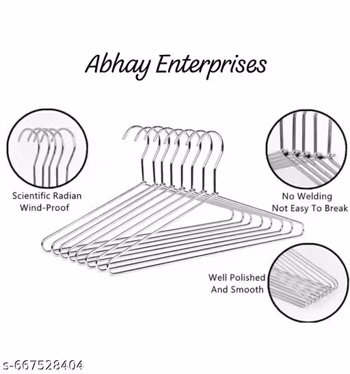 ABHAY Stainless Steel Clothes Hanger,Metal Wire Hangers for Clothes with Non Slip Grooves,Clothes Wire Hangers pack of 12