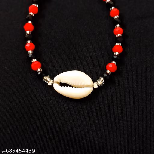 Red & Black Beaded Cowrie Shell Bracelet – Power Contrast with Tribal Edge
