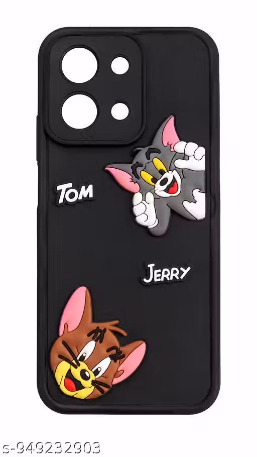 RM 15C 5G Cartoon Soft Back Cover | Cute Tom & Jerry Design | Shockproof Camera Protection Case | Black