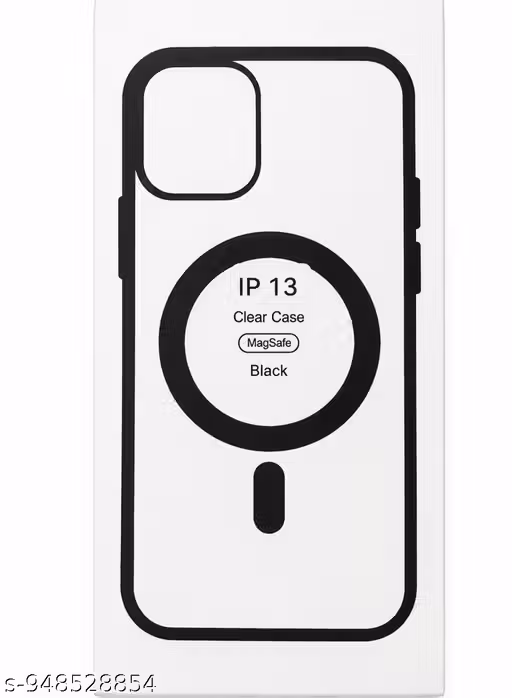 Transparent MagSafe Mobile Back Cover for iPhone 12 Pro Max | Shockproof Clear TPU Case with Black Border