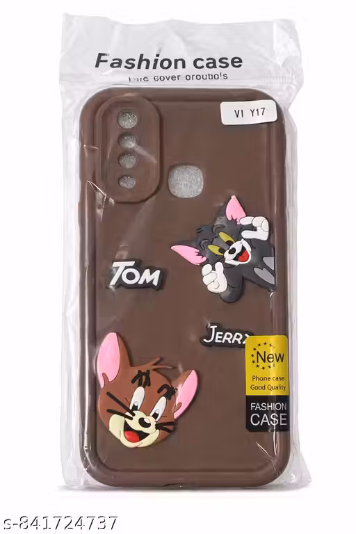 V Y17 Soft Soft Back Cover | Cartoon Tom & Jerry Design | Shockproof Protective Case | Stylish Matte Finish Mobile Cover (Brown)