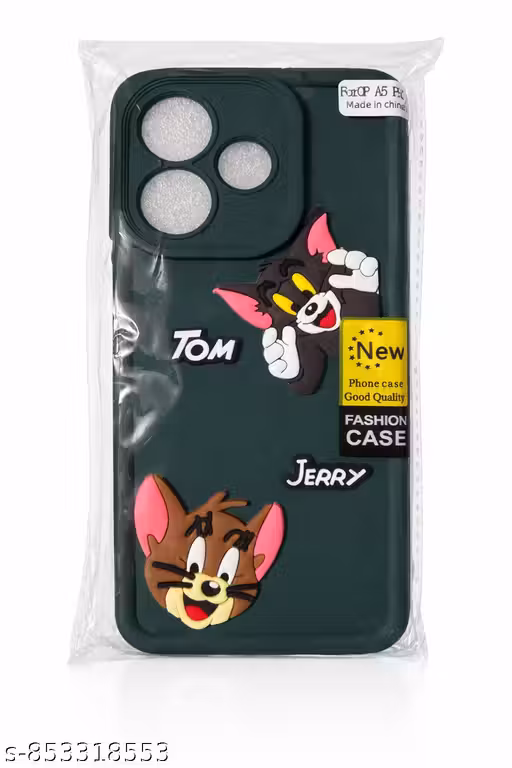 Stylish Tom and Jerry 3D soft Back Cover for Op A5 Pro 5G | Shockproof Soft Case | Cute Cartoon Design (Green)