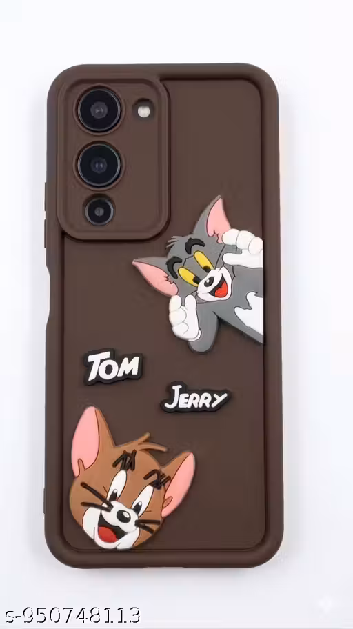 Tom & Jerry 3D Cartoon Soft Back Cover for V T4 Lite 5G | Cute Designer Shockproof Mobile Case | Camera Protection | Anti-Scratch Back Cover (brown)