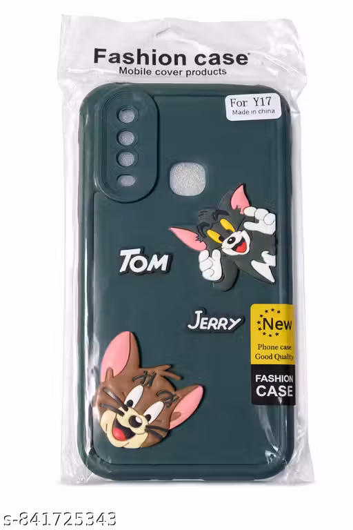 V Y17 Soft Back Cover | Cartoon Tom & Jerry Design | Shockproof Protective Case | Stylish Matte Finish Mobile Cover (Green)