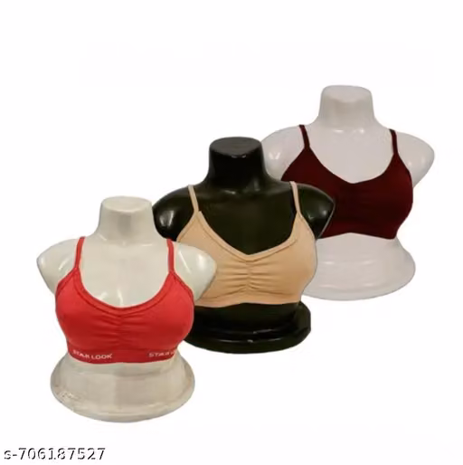 Women Cotton Stretchable Non-Padded Seamless Bra | Daily Wear Comfort Bra | Pack of 3