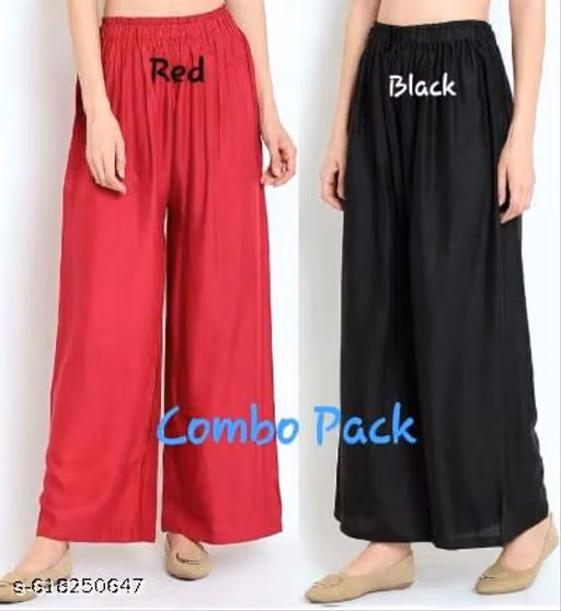 PALAZZO FOR WOMEN COMBO (PACK OF 2) BLACK & RED