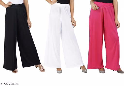 Women’s Premium Rayon Wide Leg Palazzo Pants | High Waist Elastic Palazzo for Daily & Party Wear