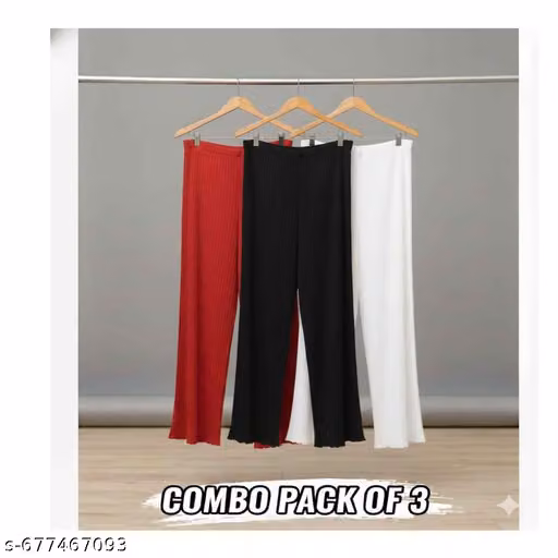 palazzo 3 piece combo red, white, black