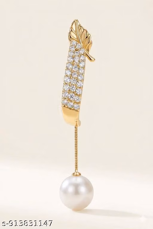 Luxury Long Drop Earrings with Pearl & Zircon Detailing