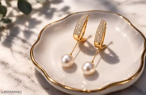Royal Shine Pearl Dangle Earrings