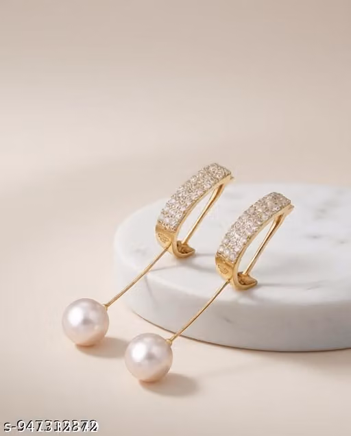 Women Gold Plated Pearl\ Earrings | Stylish Studded Hanging Earrings for Girls & Women | Party Wear Fashion Jewellery