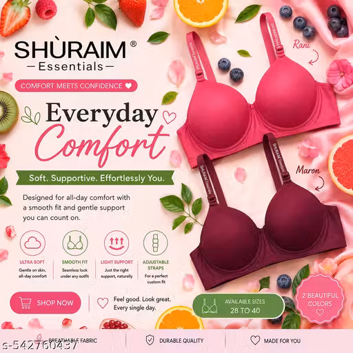 Shuraim Essentials padded bra combo pack of 2 ( rani & Maron )
