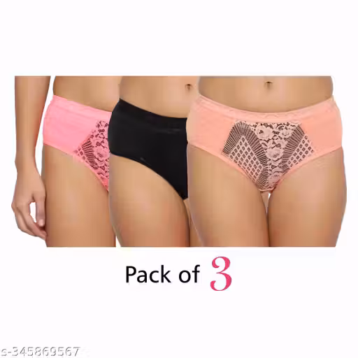 Shuraim Essentials Luxury High Quality Women Hipster PACK OF 3 polimate lycra BRIEFS FOR WOMENS/GIRLS FOR DAILY USE PANTYS COMFORTABLE PANTYS