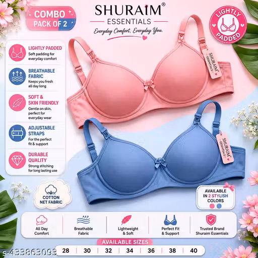 Shuraim Essentials bra combo pack of 2 pink blue