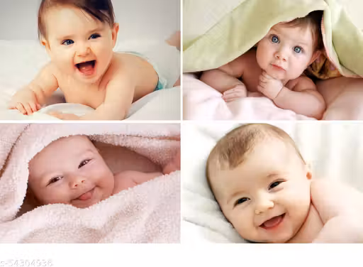 Craft Qila Exclusive Cute Baby Posters Combo | Smiling Baby Poster | Poster for Pregnant Women | HD Baby Wall Poster for Room Decor CQ05 (Size : 45 cm x 30 cm) Pack of 4