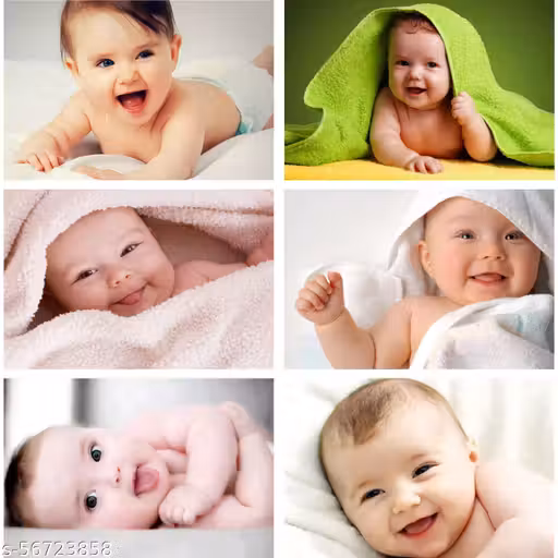 Craft Qila Exclusive Cute Baby Posters Combo | Smiling Baby Poster | Poster for Pregnant Women | HD Baby Wall Poster for Room Decor CQ02 (Size : 45 cm x 30 cm) Pack of 6